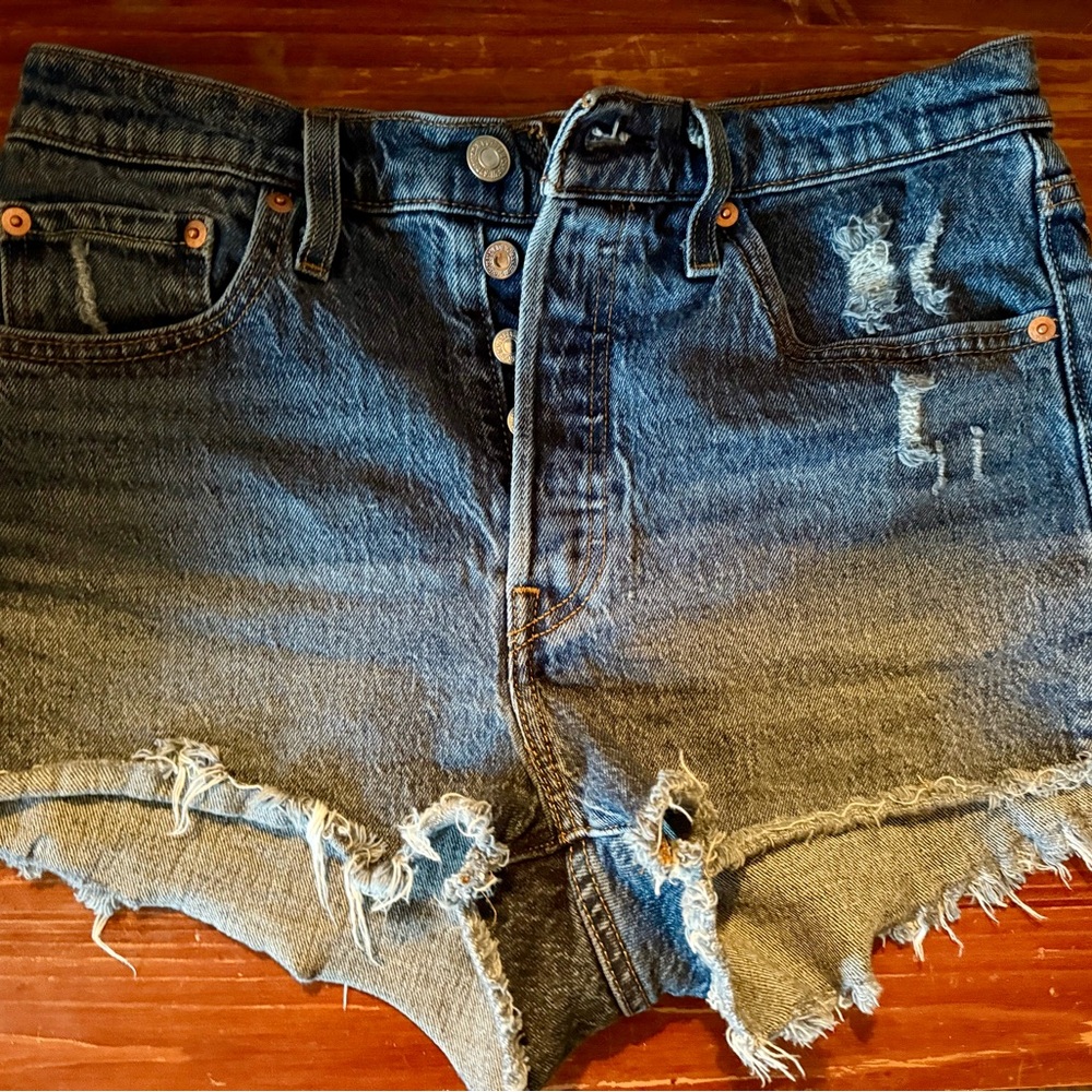 Levi's Blue Distressed Jean Shorts